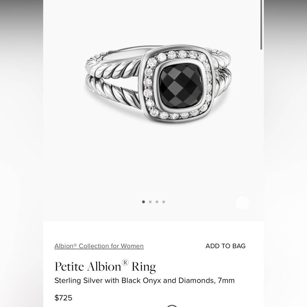 David Yurman Petite Albion® Ring, Sterling Silver with Black Onyx and Diamonds